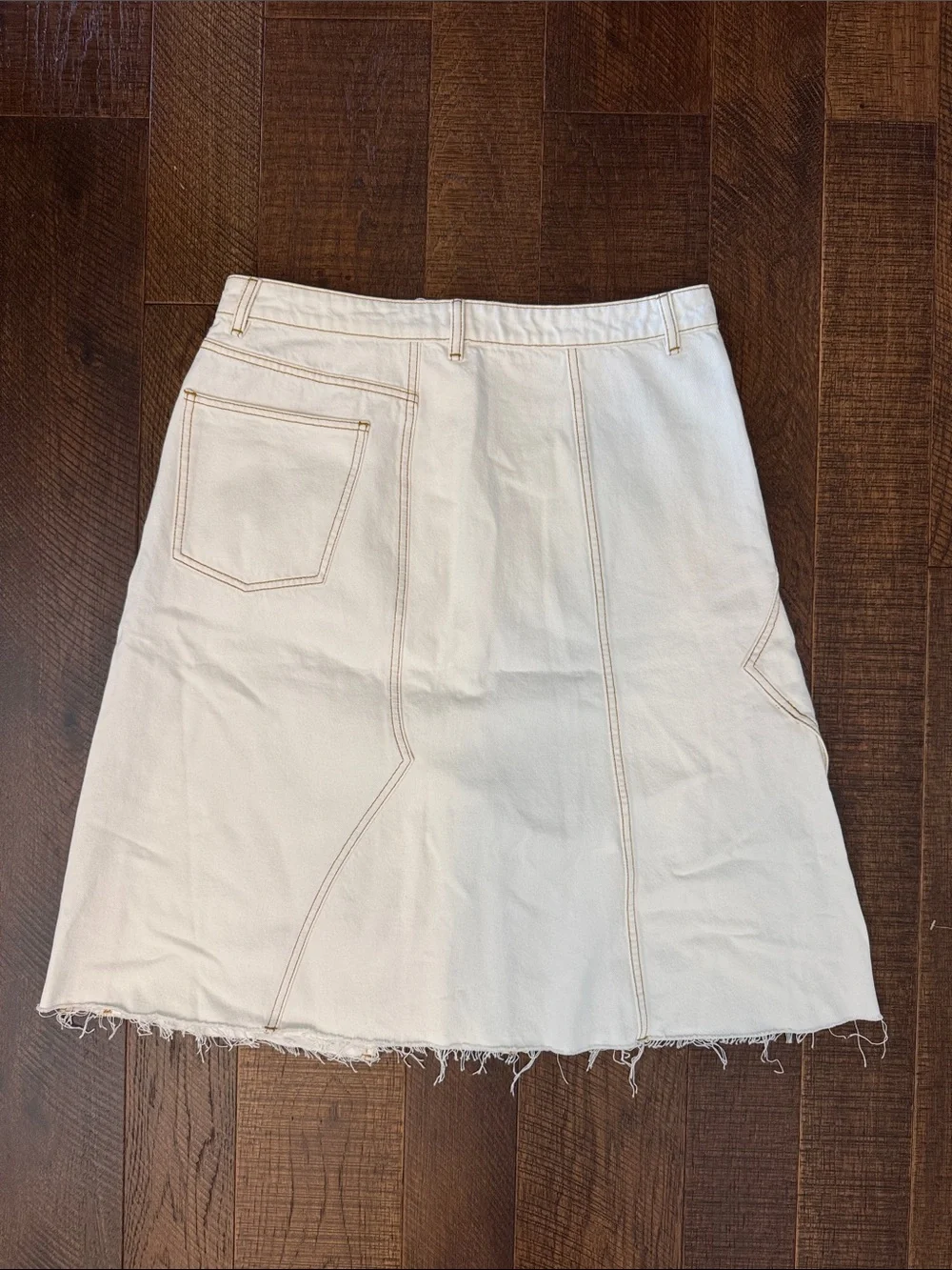 Tory Burch Denim Deconstructed Skirt Chalk